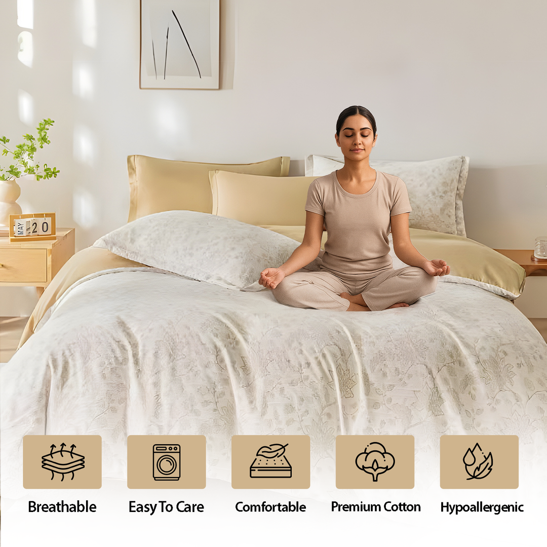 Floral Bed Linen Sets 6 PCs with 220x240 Duvet Cover, Fitted Sheet & Pillowcases (6FS113)