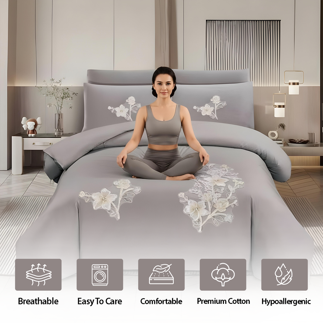 Premium embroidered bedding set for modern homes in uae