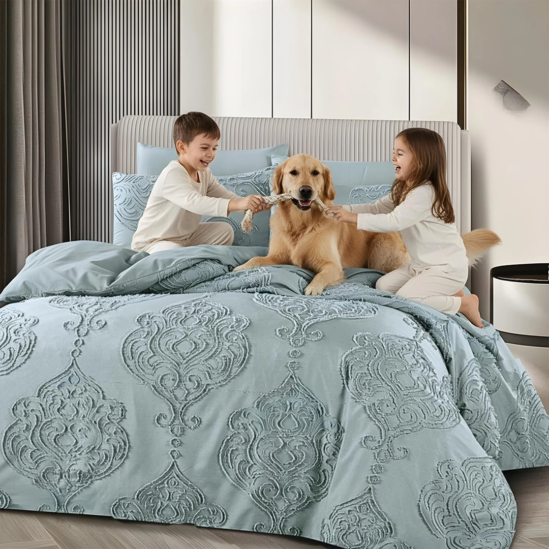 King Bedding Set with Duvet Cover 220x240 6 PCs  Fitted Bed Sheet Set (6FM27)