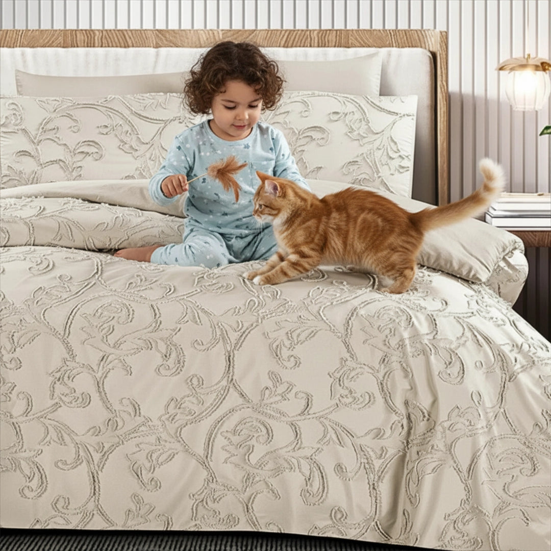 King Bedding Set with Duvet Cover 220x240 6 PCs King Size Fitted Bed Sheet Set (6FM29)