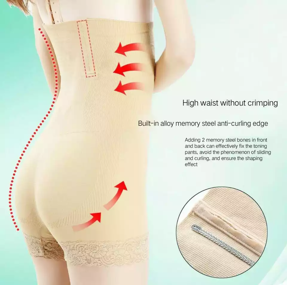 2PCs Women High Waist Shapewear Seamless Butt Lifter Thigh Tummy Control Panties (30-38 Waist Size)