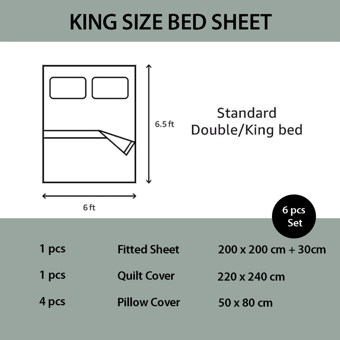 King Bedding Sets with Duvet Cover 220x240 King Size Fitted Bed Sheets 6 PCs (6FM57)