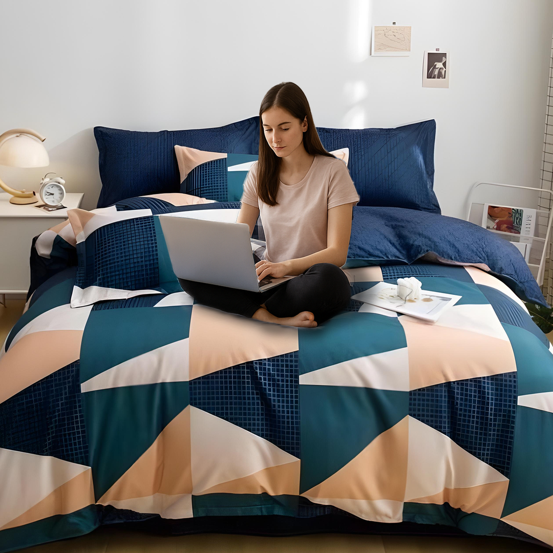 Stylish 6 Pcs Bedding Set – King Size with Duvet Cover, Sheet & 4 Pillowcases (6FS140)