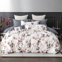 Floral bedding set with printed quilt cover, fitted sheet, and pillowcase