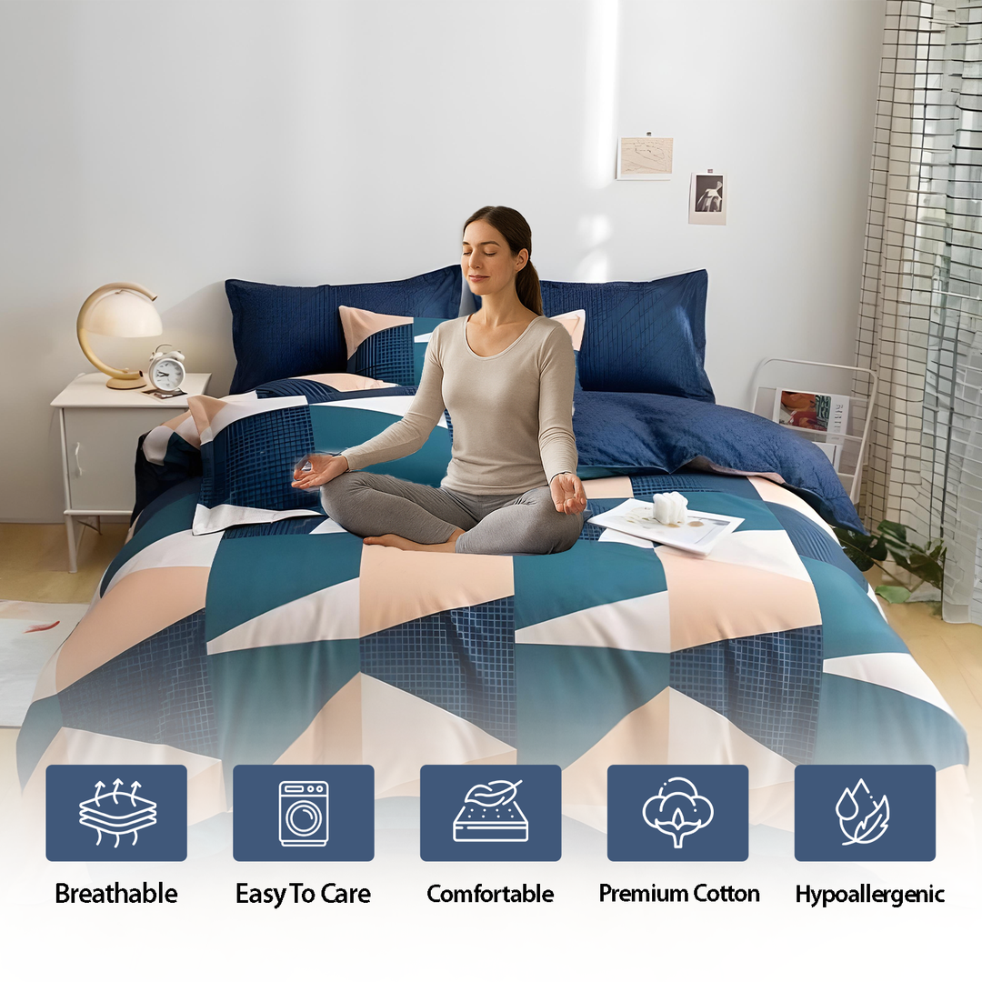 Stylish 6 Pcs Bedding Set – King Size with Duvet Cover, Sheet & 4 Pillowcases (6FS140)
