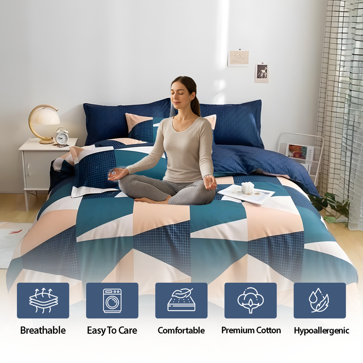 Stylish 6 Pcs Bedding Set – King Size with Duvet Cover, Sheet & 4 Pillowcases (6FS140)