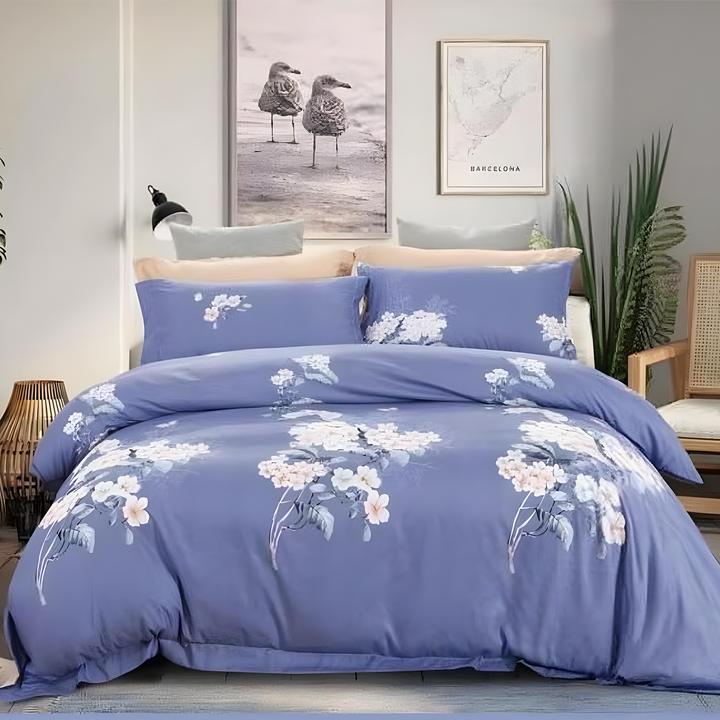 Floral 6 Pcs King Size Bedding Set - Duvet Cover, Fitted Sheet & 4 Pillowcases (6FS141)