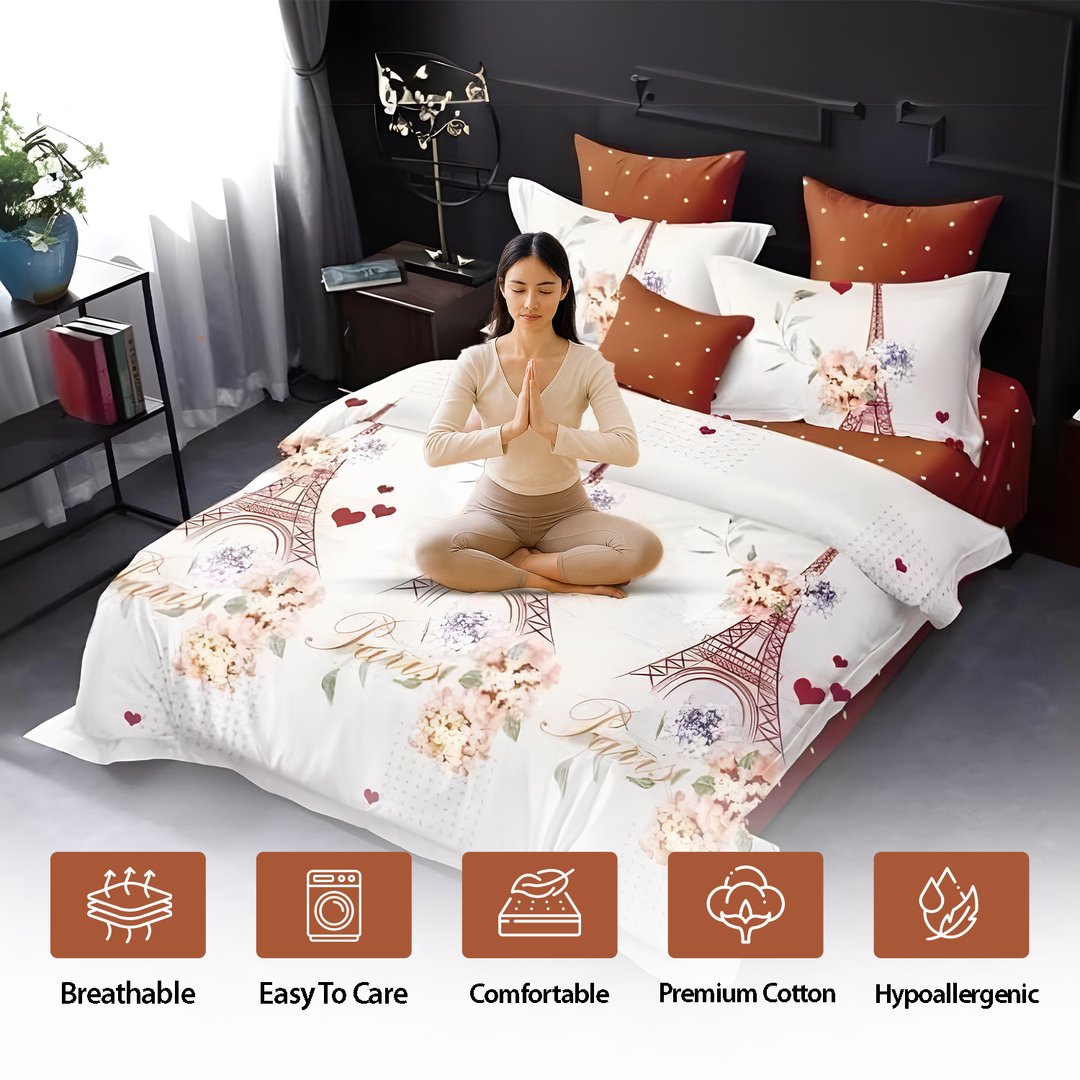 6 Piece King Size Bed Set – Duvet, Fitted Sheet with Deep Pockets & Pillowcases (6FS142)