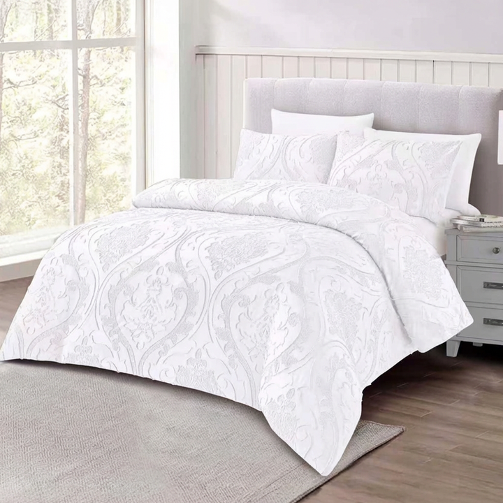 Premium white quilted bedding set for king bed