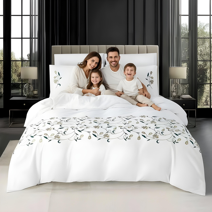 Luxury 6 PCs King Size White Embroidered Bed Sheet Set – Premium Bedding Set (6ES67)