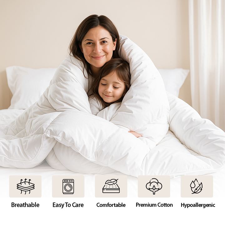 Super King Bedding Set 7 PCs – Comforter, Duvet Cover, Fitted Sheet & Pillows (Plain White)