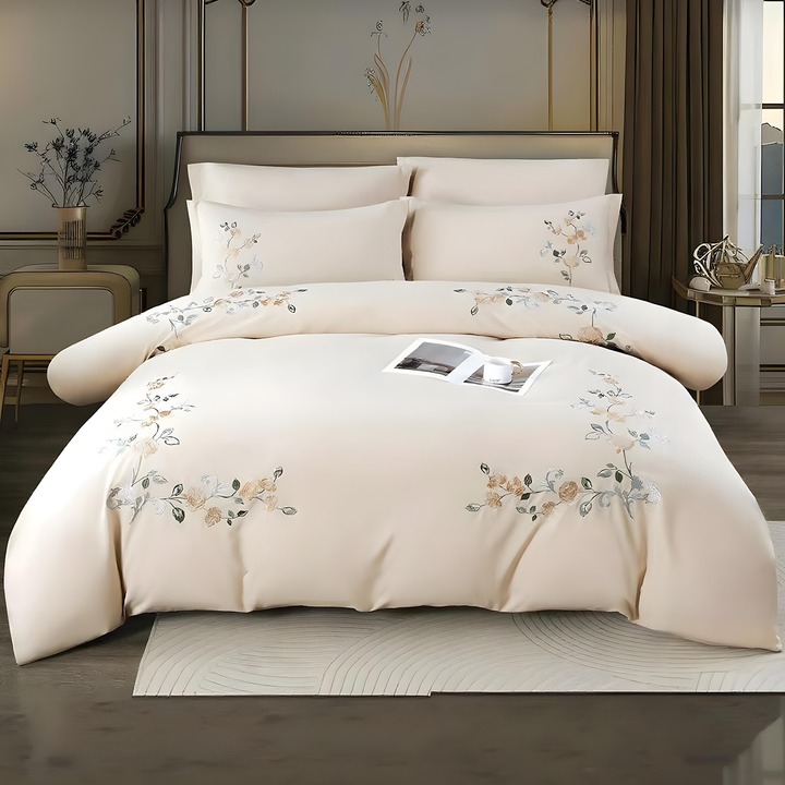 Soft Floral 6 Piece King Bedding Set with Pillowcase– Elegant Luxury Collection (6ES77)