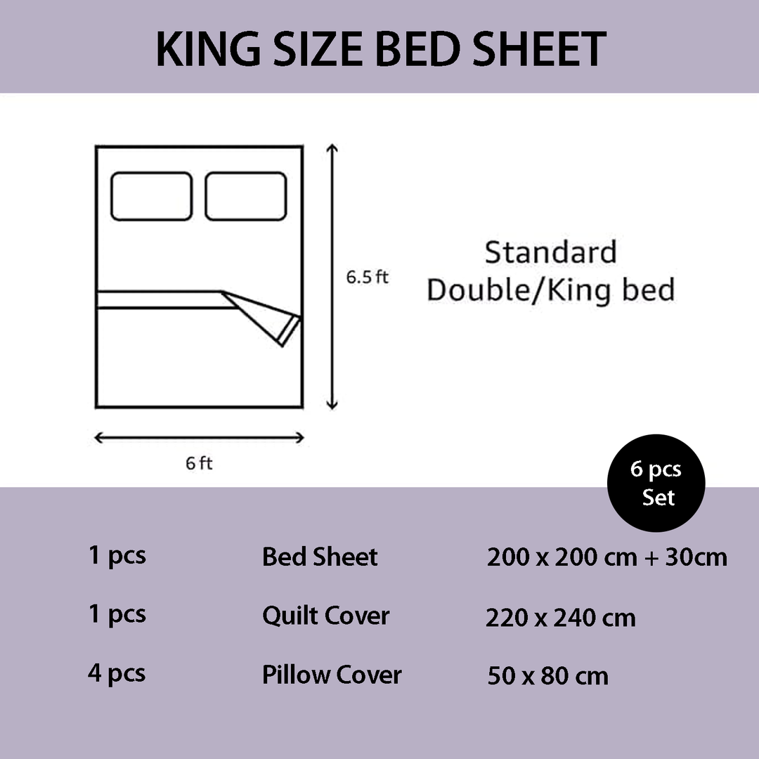 King size bed sheet set dimensions and components 