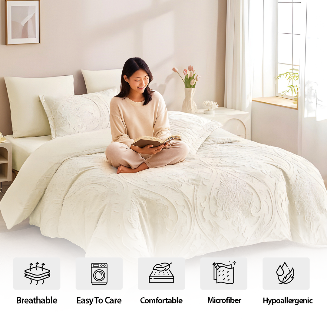 6 PCs King Size Quilt Bedding Set – 220x240 Duvet Cover & King Size Fitted Sheet (6FM47)