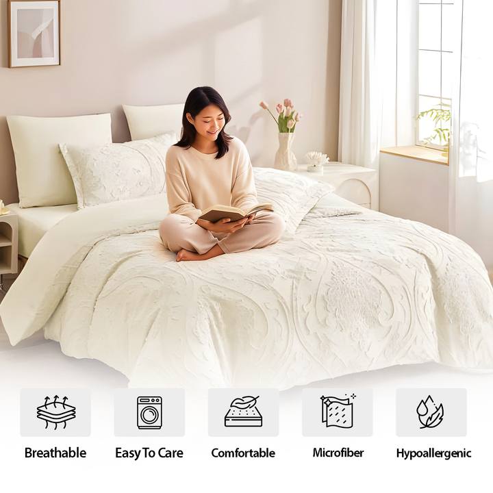 6 PCs King Size Quilt Bedding Set – 220x240 Duvet Cover & King Size Fitted Sheet (6FM47)