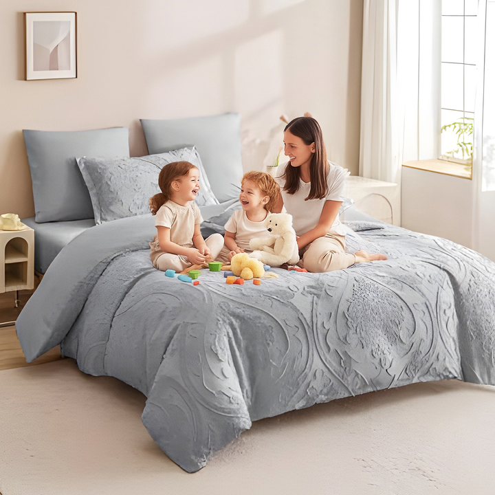 King Bed Sheet Set 6 PCs with 220x240 Duvet Cover & Extra Deep Fitted Sheet (6FM53)