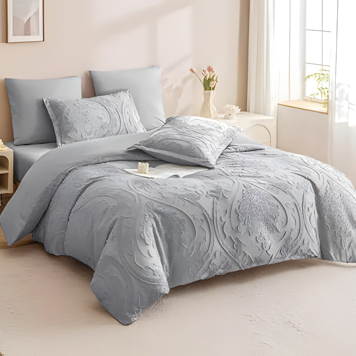 King Bed Sheet Set 6 PCs with 220x240 Duvet Cover & Extra Deep Fitted Sheet (6FM53)