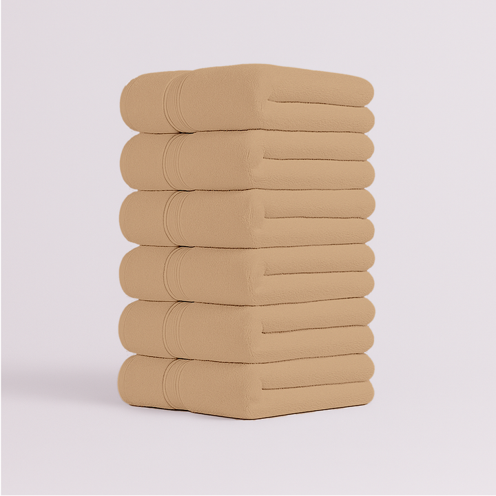 6 Soft Cotton Face Towels – Gentle, Durable & Perfect for Spa, Gym & Home Use (Camel)