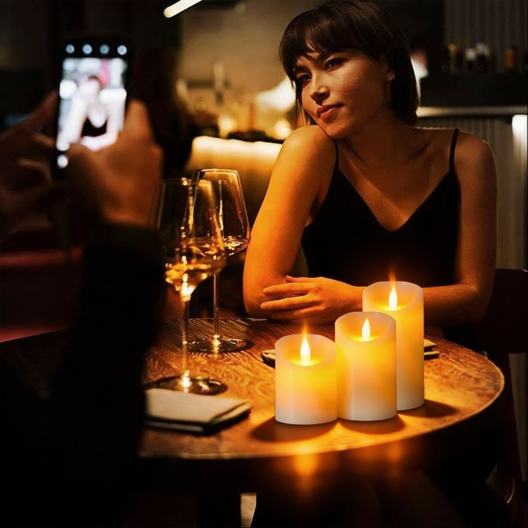 MOONCEE 3 PCs LED Pillar Candles with Remote – Battery Flameless Flickering Lights Décor