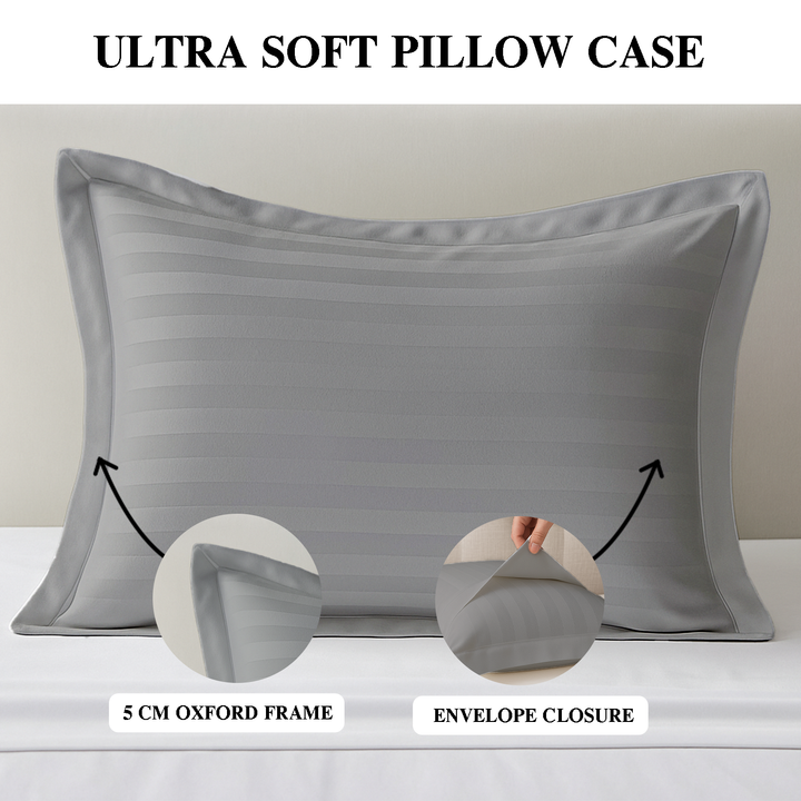 Luxury 300 TC Cotton Pillowcases Set  – Soft, Breathable & Hypoallergenic Covers  (White)