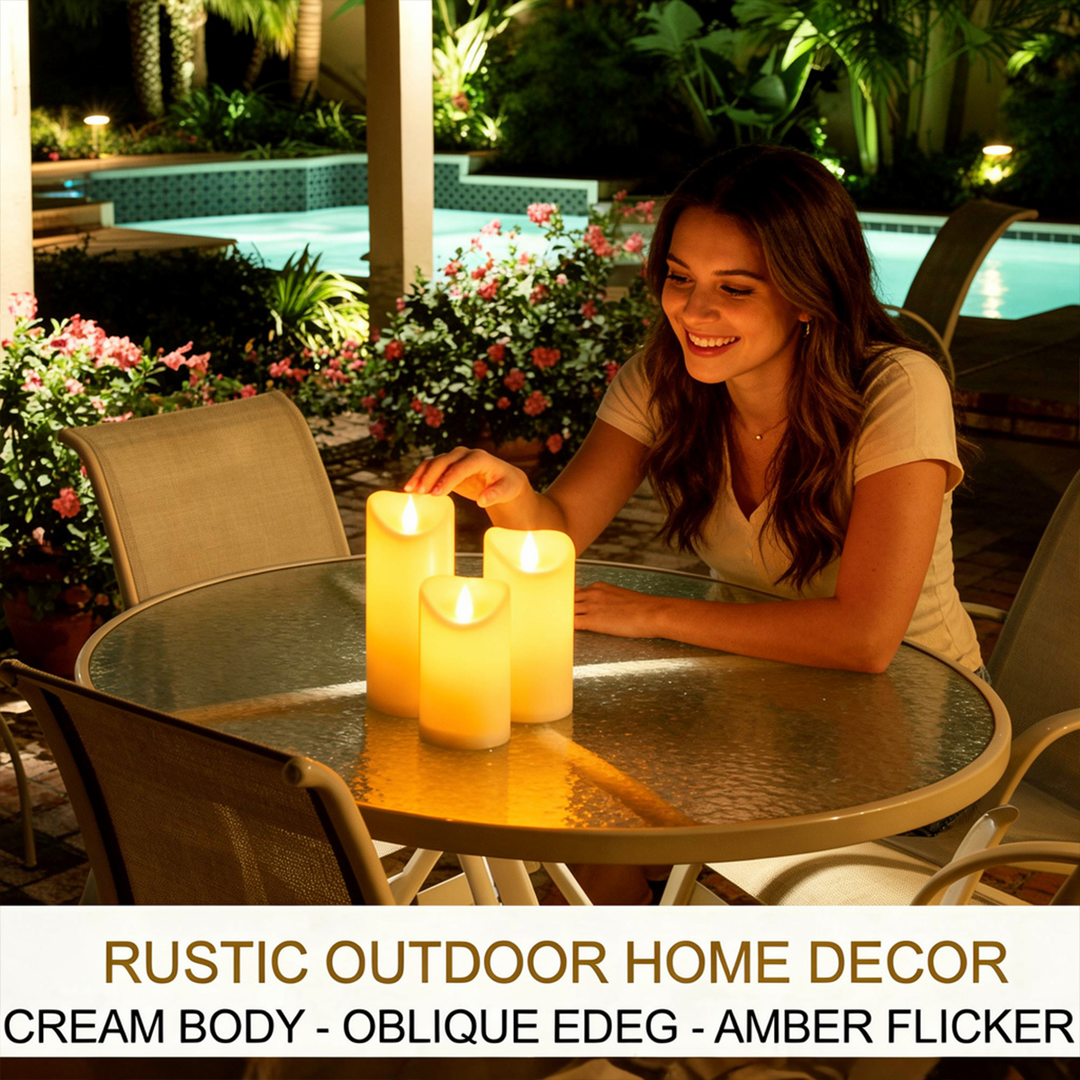 MOONCEE 3 PCs LED Pillar Candles with Remote – Battery Flameless Flickering Lights Décor