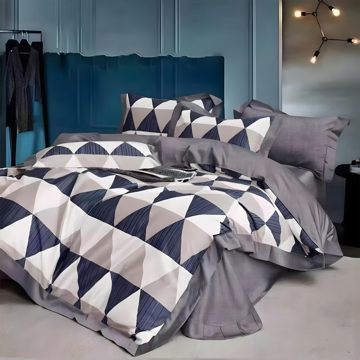 King Size Cotton Blend Bedding Set – 6 Pcs Duvet, Fitted Sheet & Pillow Covers (6FS144)