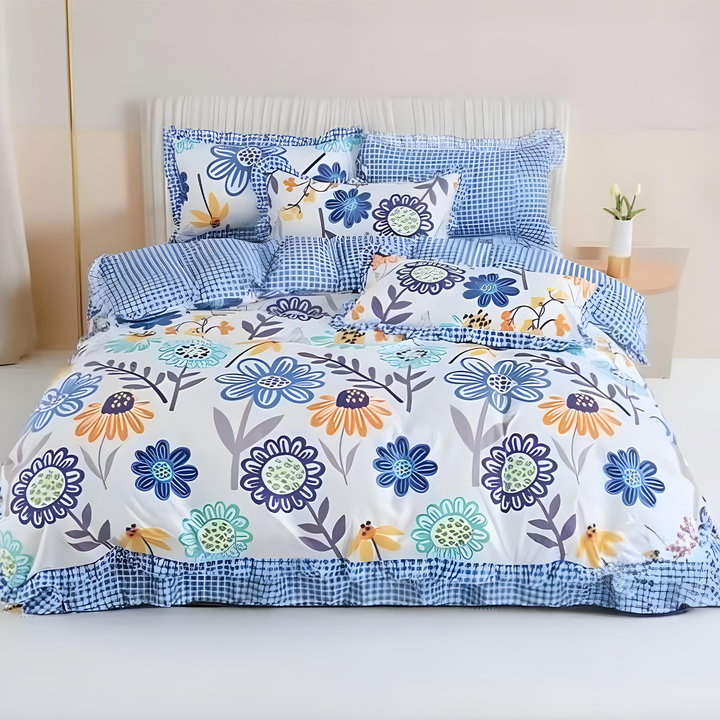 King Size Floral Printed Cotton Bedsheet Set 6 PCs with Pillowcases - Fresh Style (6TQ01)