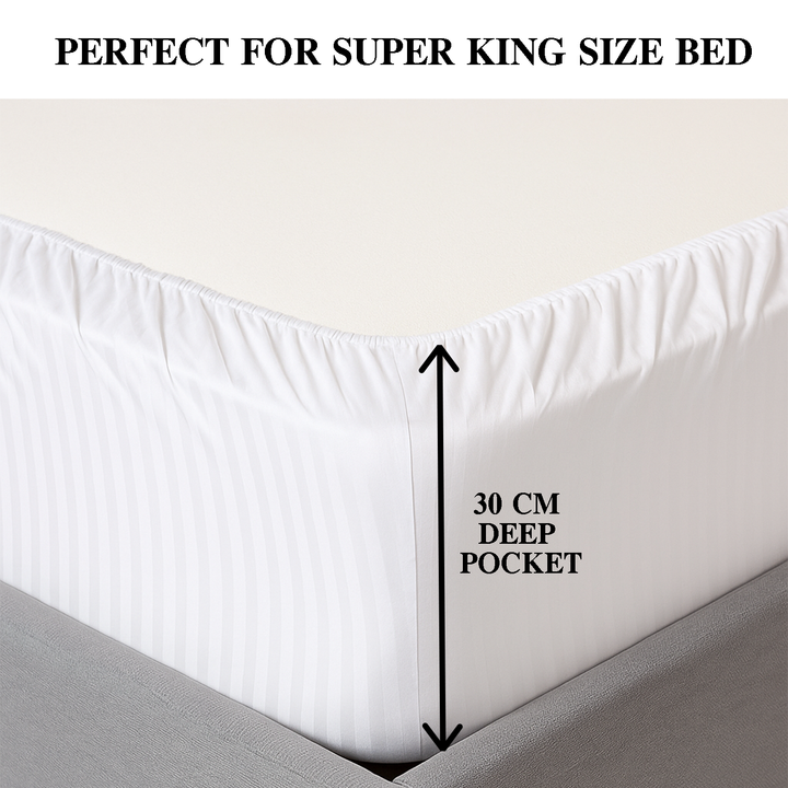 100% Combed Cotton 300 TC Hotel Fitted Sheet Set with Pillowcases