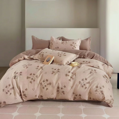 Blush floral king bedding set with soft cozy design