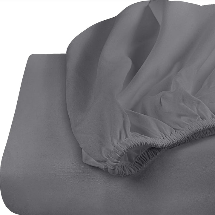 Queen Size Fitted Sheet – Cotton Deep Pocket Fitted Bedsheet for Queen Bed (Grey)