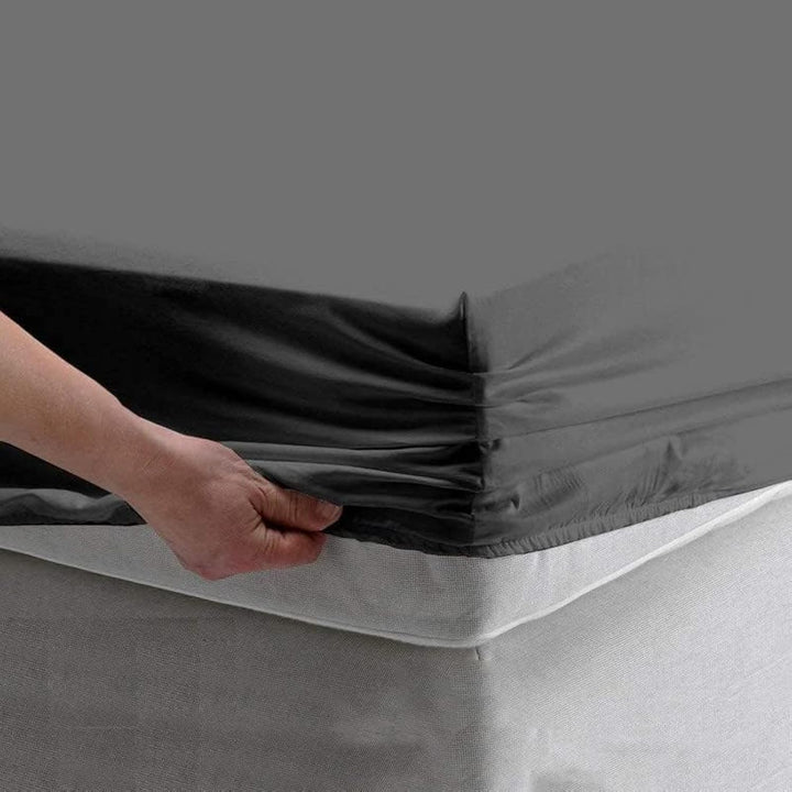 Single Fitted Sheet 90x190 cm – Deep Pocket, Soft Fitted Sheet for Single Size Beds (Grey)