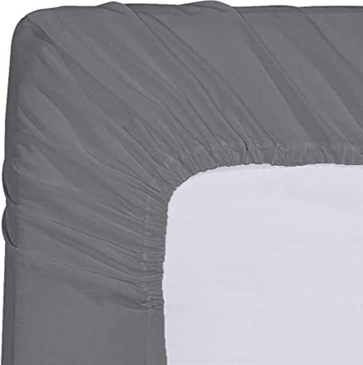 Queen Size Fitted Sheet – Cotton Deep Pocket Fitted Bedsheet for Queen Bed (Grey)