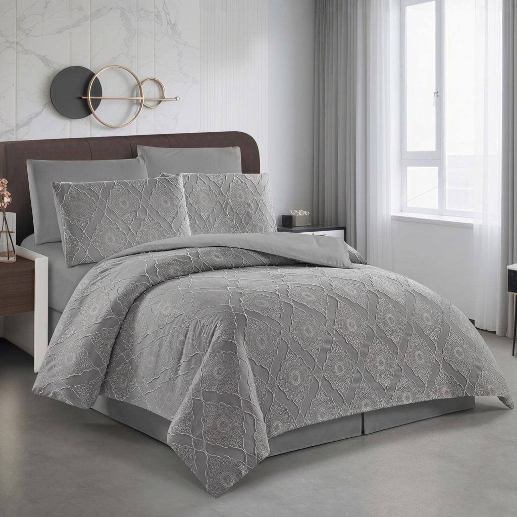 طقم سرير 6 قطع - فائق النعومة، كامل مع أغطية الوسائد وغطاء اللحاف (6FM62)