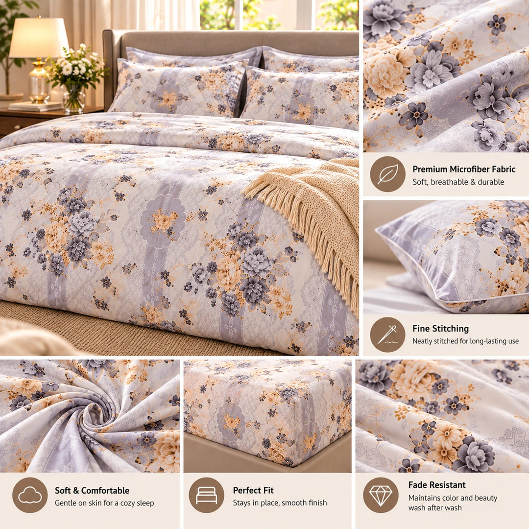6 PCs King Size Geometric Grey Duvet Cover Bedding Set with Abstract Triangle Pattern (6FS222)
