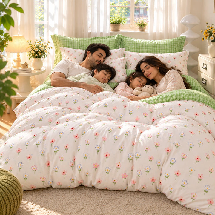 6 PCs King Size Floral Duvet Cover Bedding Set with Soft Botanical Print for Home Décor (6FS215)