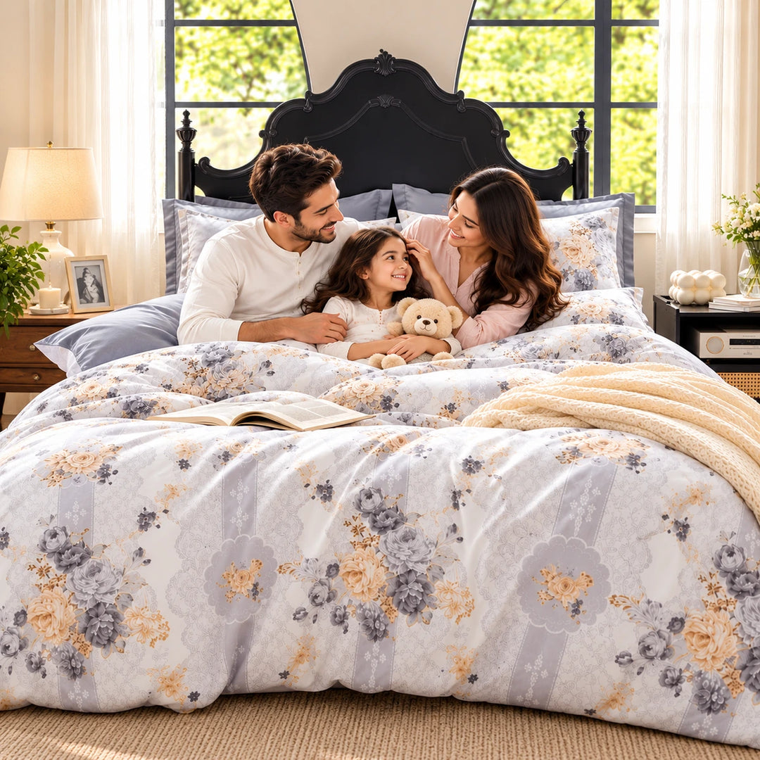 6 PCs King Size Geometric Grey Duvet Cover Bedding Set with Abstract Triangle Pattern (6FS222)