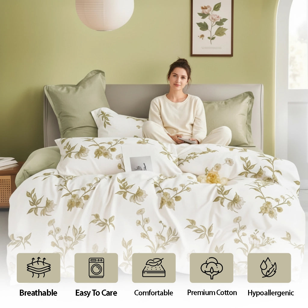 King Size  Bedsheet 6 PCs Set with Duvet Cover 220x240 – King Bedding Set (6FS66)