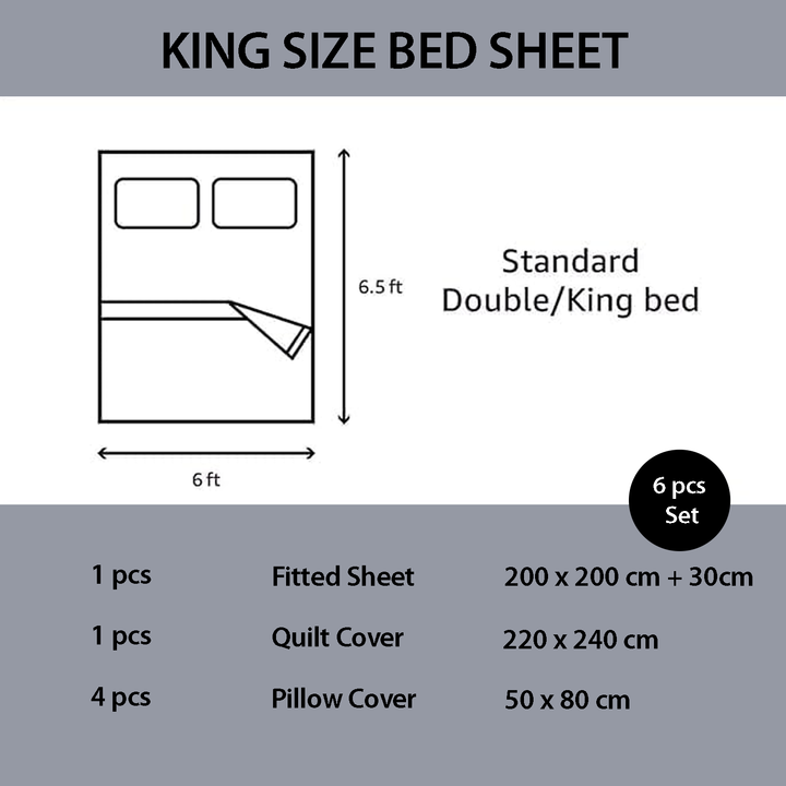 Abstract Print King Size Bed Sheet Set - 6 PCs Sheet, Duvet Cover with Pillowcases (6FS151)