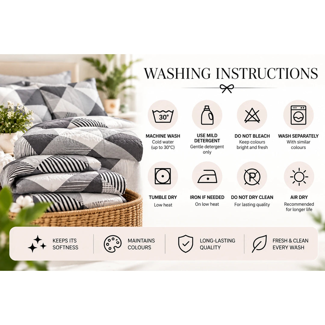 6 PCs King Size Geometric Grey Duvet Cover Bedding Set with Abstract Triangle Pattern (6FS221)