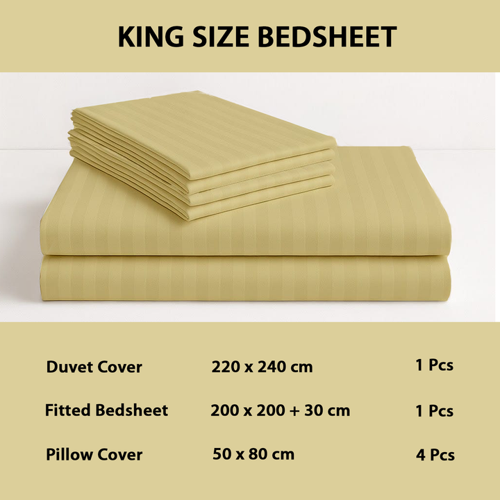MOONCEE 6 PCs King Bed Sheet Set With Duvet Cover 220x240 King Size Bedding Set (Gold)