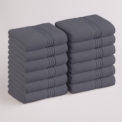 12 Pack Premium Wash Cloths and Face Towels Set (30 x 30 CM) 600 GSM 100% Cotton Soft