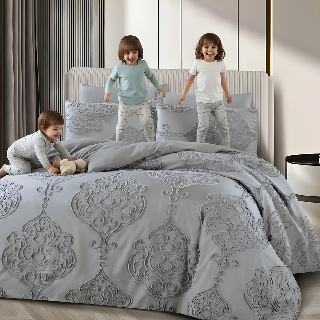 King Bedding Set with Duvet Cover 220x240 6 PCs  Fitted Bed Sheet Set (6FM27)