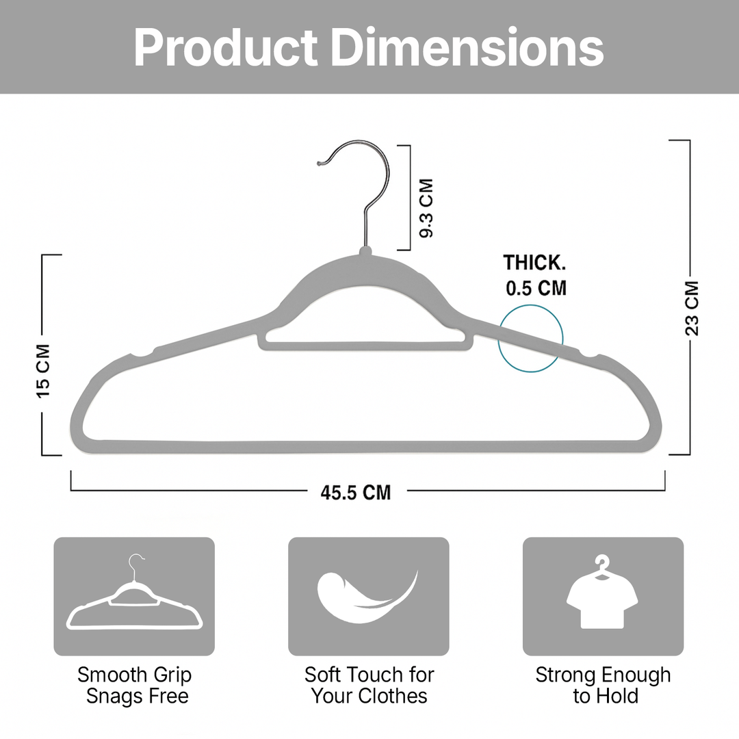 MOONCEE Premium Velvet Non-Slip Hangers – Ideal for Clothes, Coats & Pants