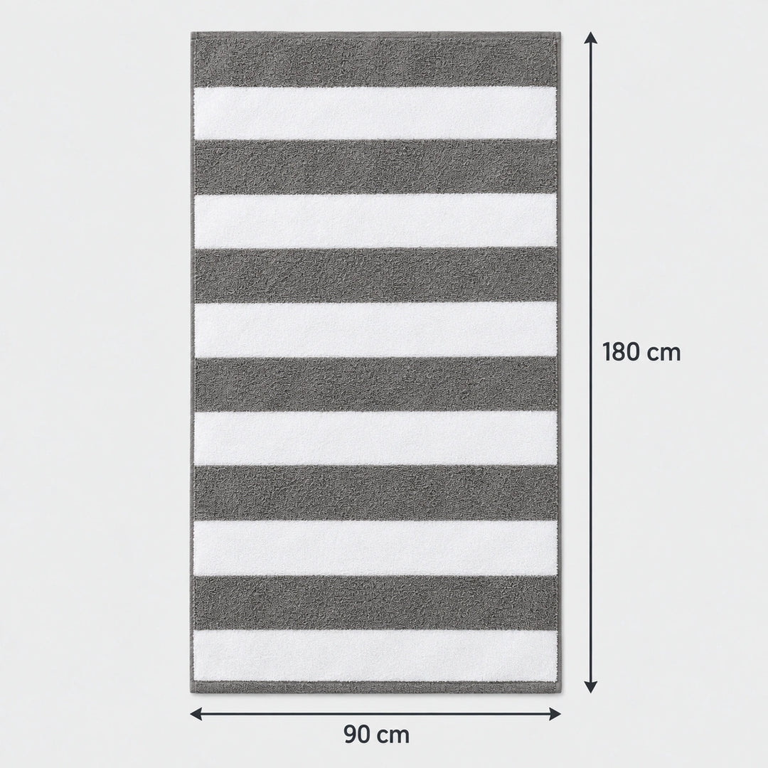 4 PCs Premium 100% Cotton Beach Towel Set 450 GSM, Soft Striped Absorbent Beach Towel Set