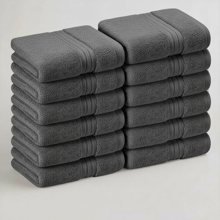 12 Pack Premium Wash Cloths and Face Towels Set (30 x 30 CM) 600 GSM 100% Cotton Soft