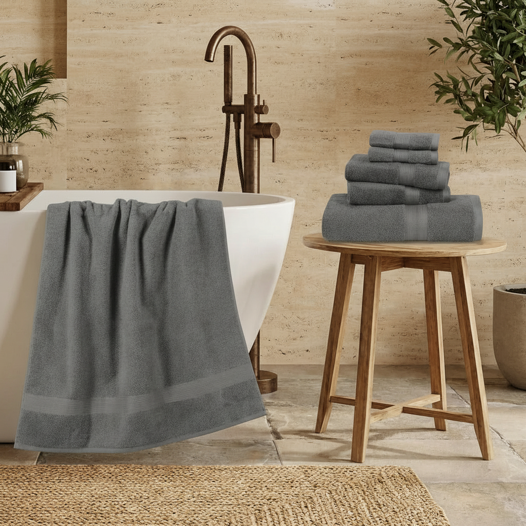 6 PCs Premium Towel Set, 2 Bath Towels, 2 Hand Towels , 2 Washcloths & Shower Towel