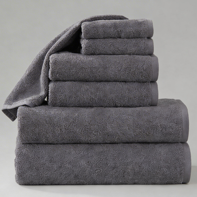 Premium 6 PCs Towel Set – 2 Bath Towels, 2 Hand Towels, and 2 Soft Washcloths (Grey)