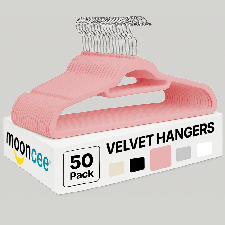 MOONCEE Premium Velvet Non-Slip Hangers – Ideal for Clothes, Coats & Pants
