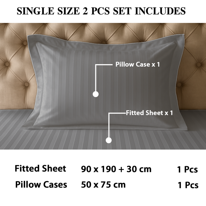 100% Combed Cotton 300 TC Hotel Fitted Sheet Set with Pillowcases