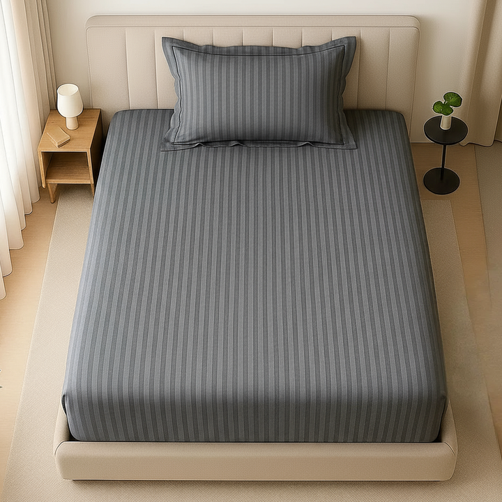 100% Combed Cotton 300 TC Hotel Fitted Sheet Set with Pillowcases